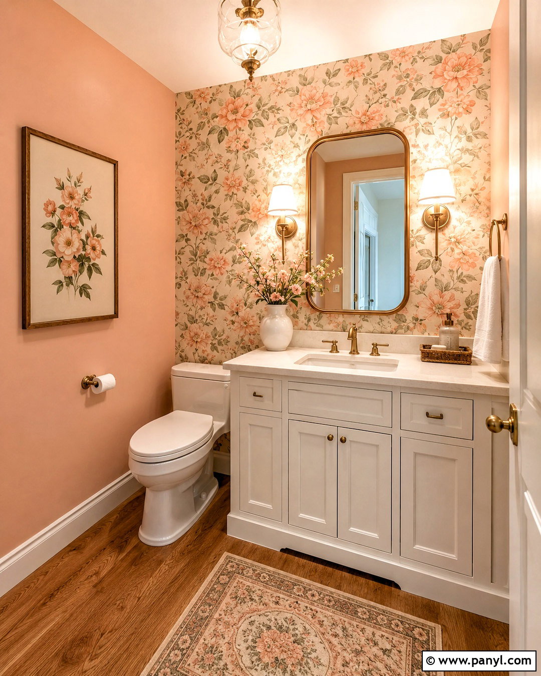 Peach Bathroom Walls With Floral Wallpaper - 20 peach bathroom walls