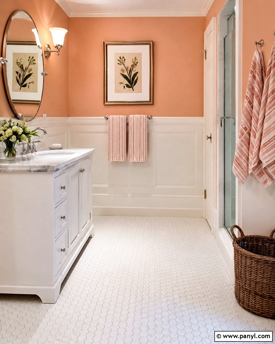 Peach Bathroom Walls With White Wainscoting - 20 peach bathroom walls