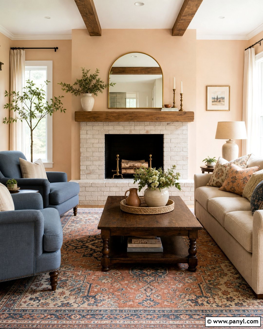 Peach Beige Fireplace Accent Wall - 35 Fireplace Accent Wall Color Ideas