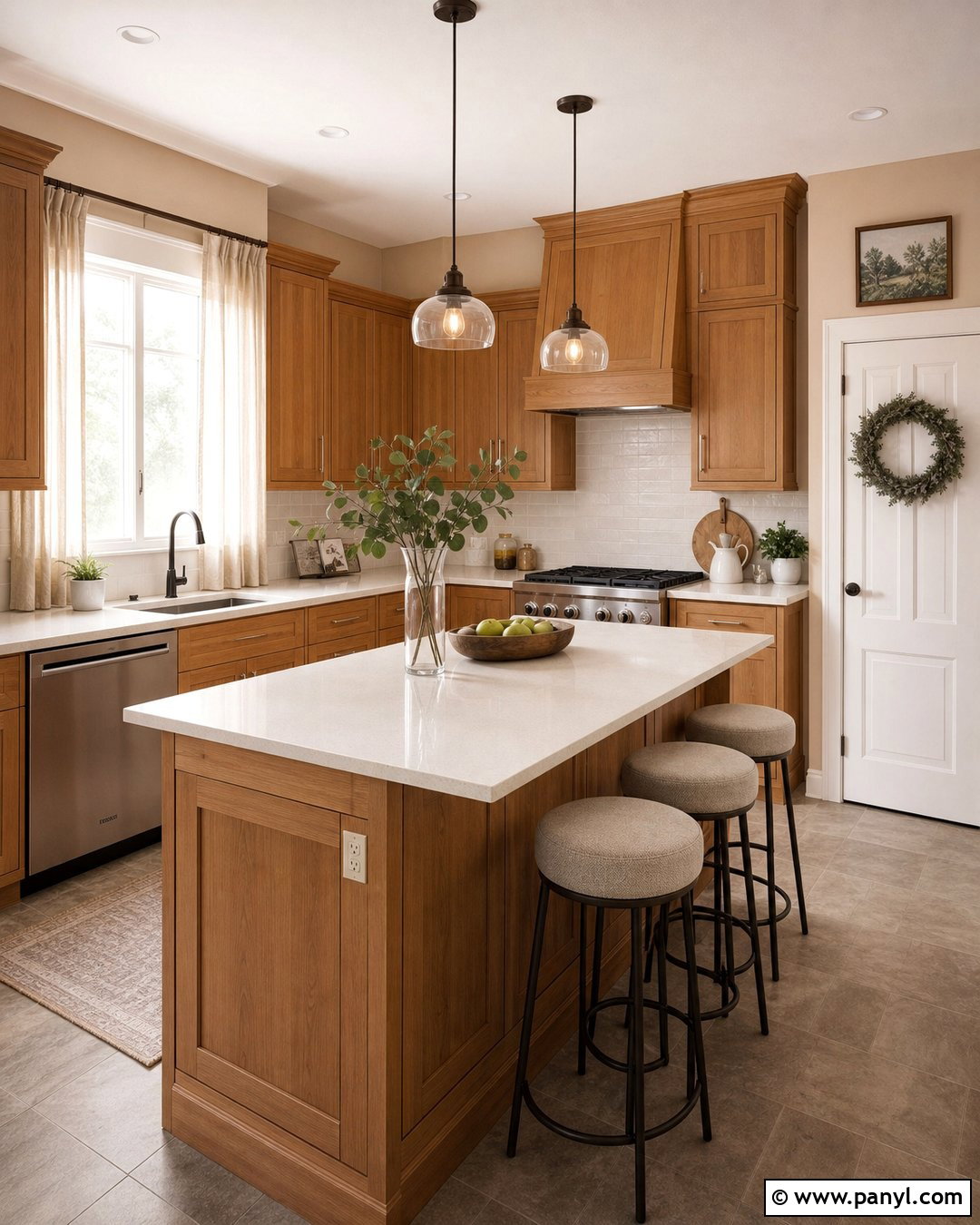 Peach Beige Walls With Honey Oak Cabinets - 35 honey oak kitchen cabinets wall color ideas
