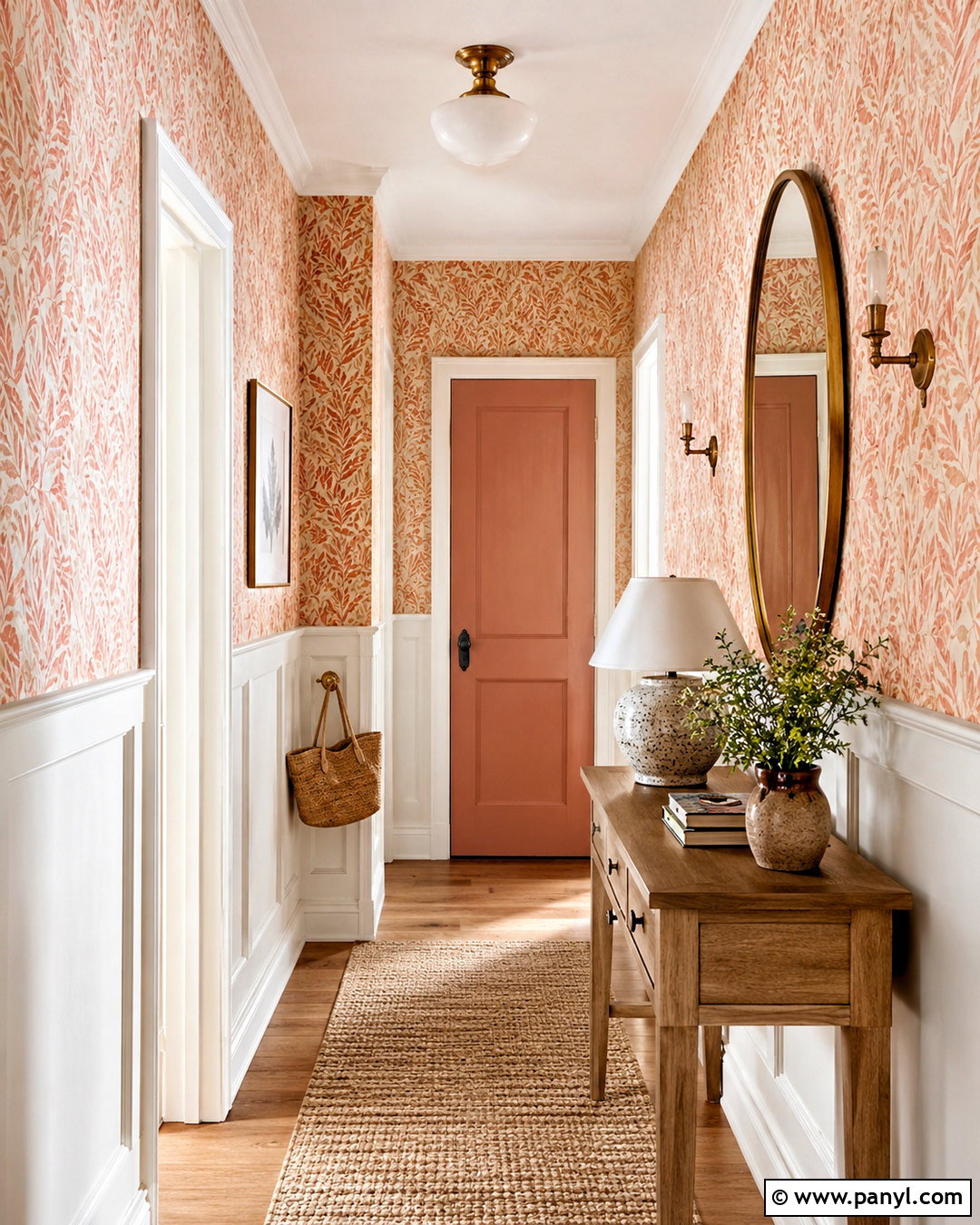 Peach Block Print Wallpaper Hallway - 20 peachy aesthetic wallpaper ideas