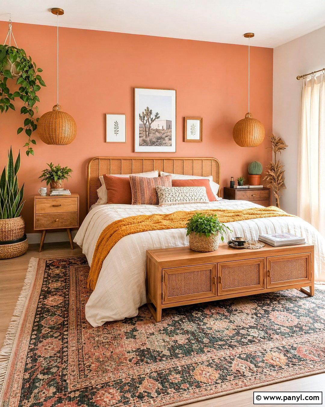 Peach Boho Accent Wall - 30 Peach Accent Wall Ideas