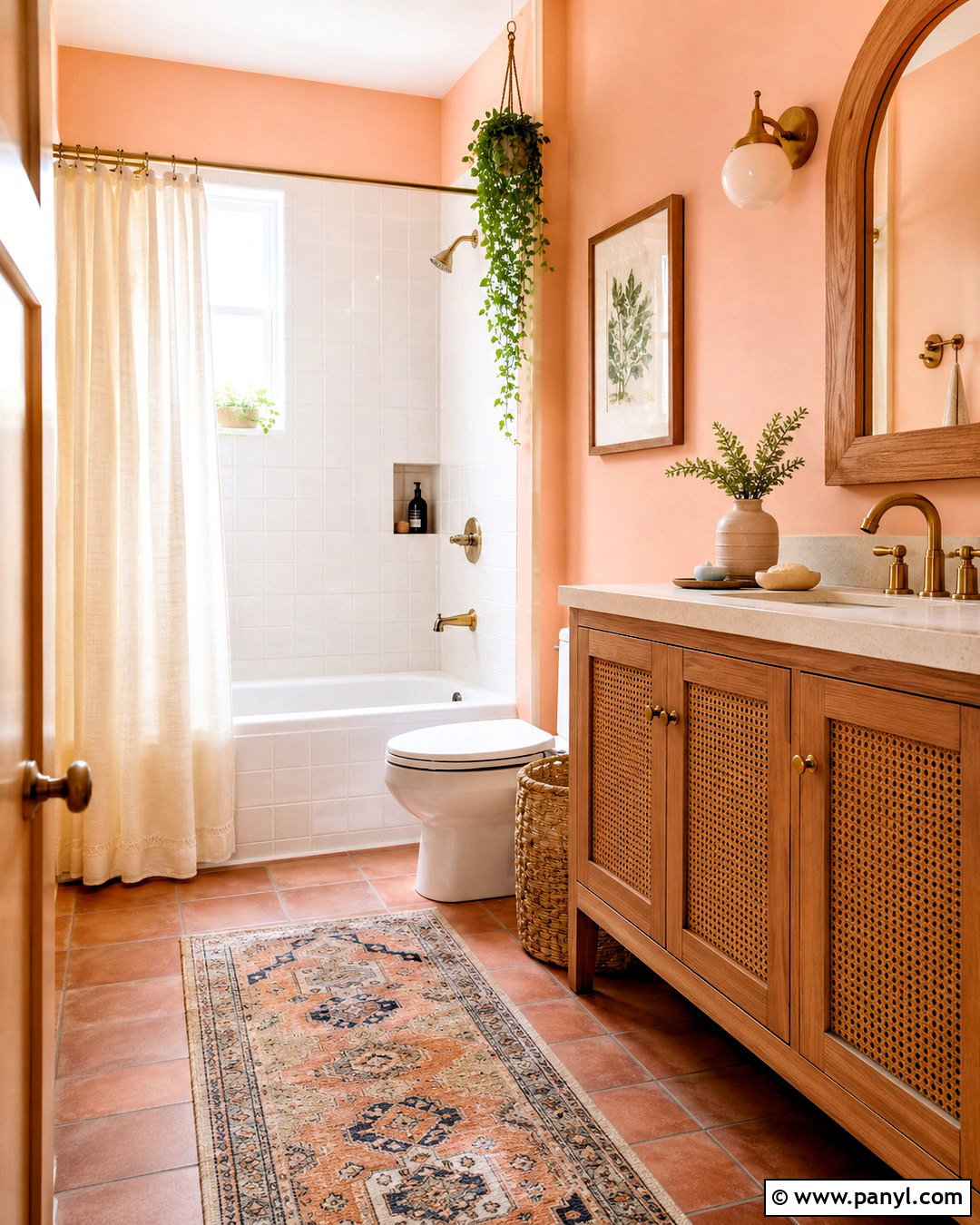 Peach Boho Bathroom - 20 peach color bathroom ideas