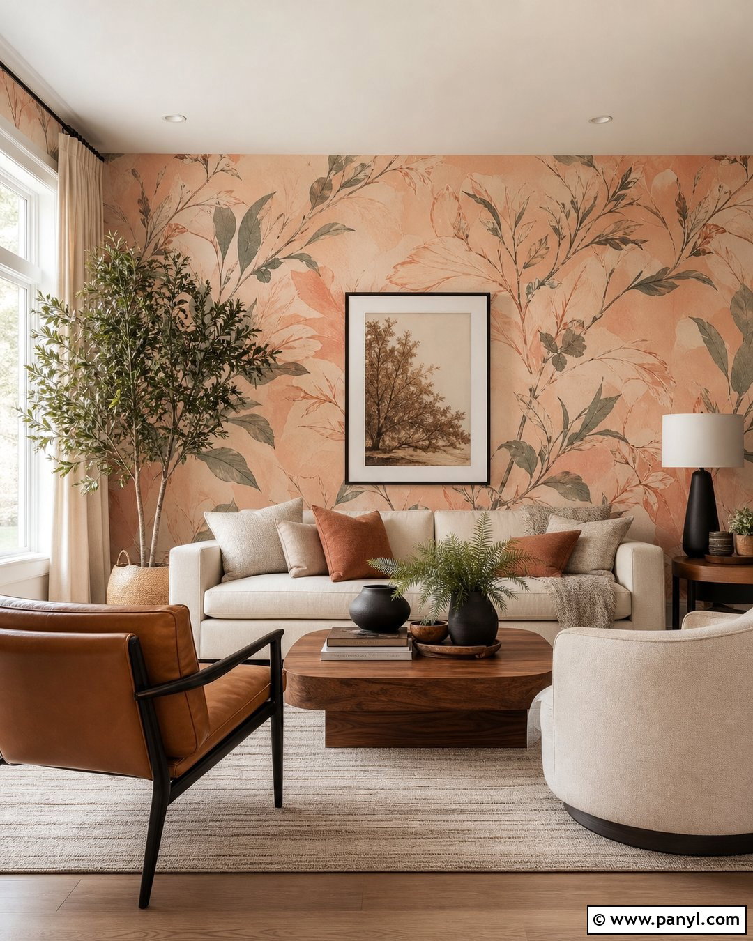 Peach Botanical Wallpaper Living Room - 35 Peach Color Wallpaper Aesthetic Ideas