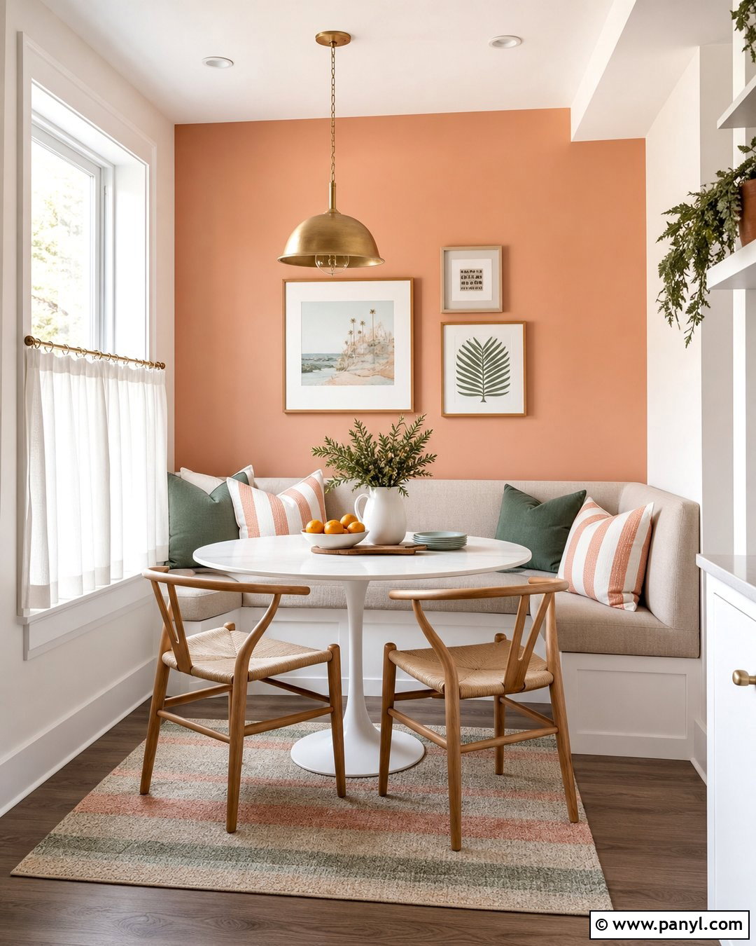 Peach Breakfast Nook Accent Wall - 30 Peach Accent Wall Ideas