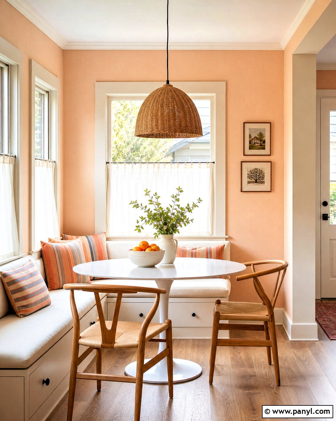 Peach Breakfast Nook Wall - 20 color wall ideas