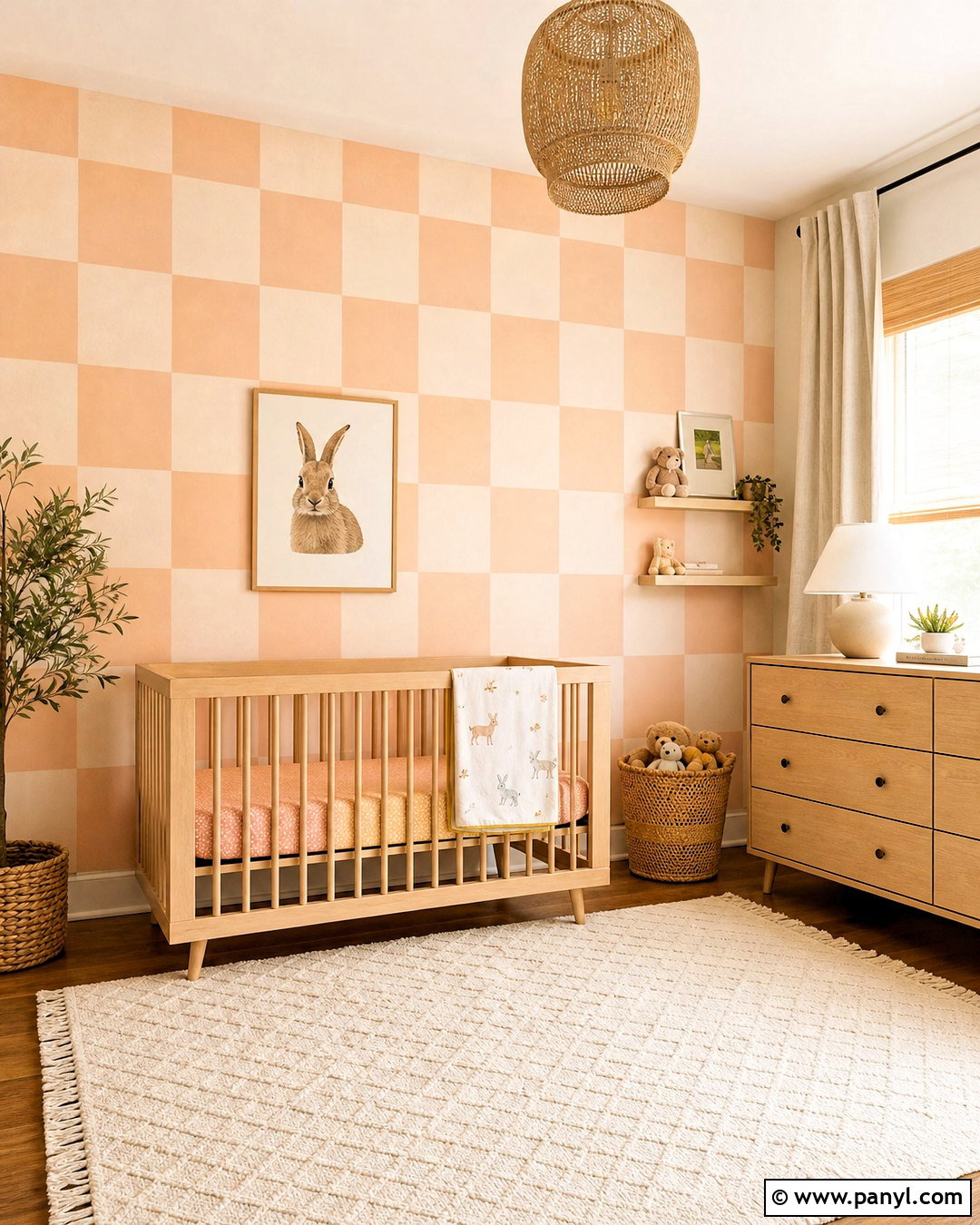 Peach Checkered Accent Wall - 20 checkered accent wall ideas