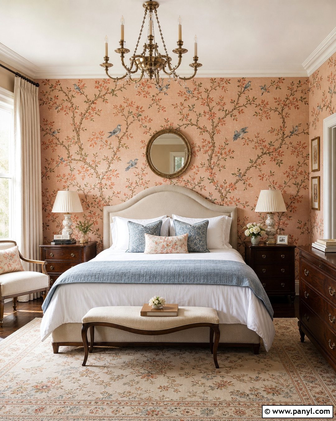 Peach Chinoiserie Wallpaper Bedroom - 35 Peach Color Wallpaper Aesthetic Ideas