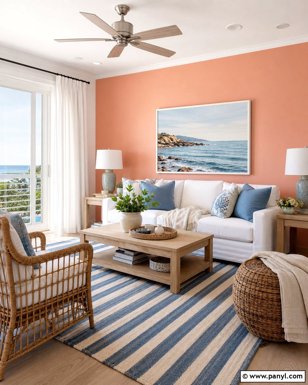 Peach Coastal Accent Wall - 30 Peach Accent Wall Ideas