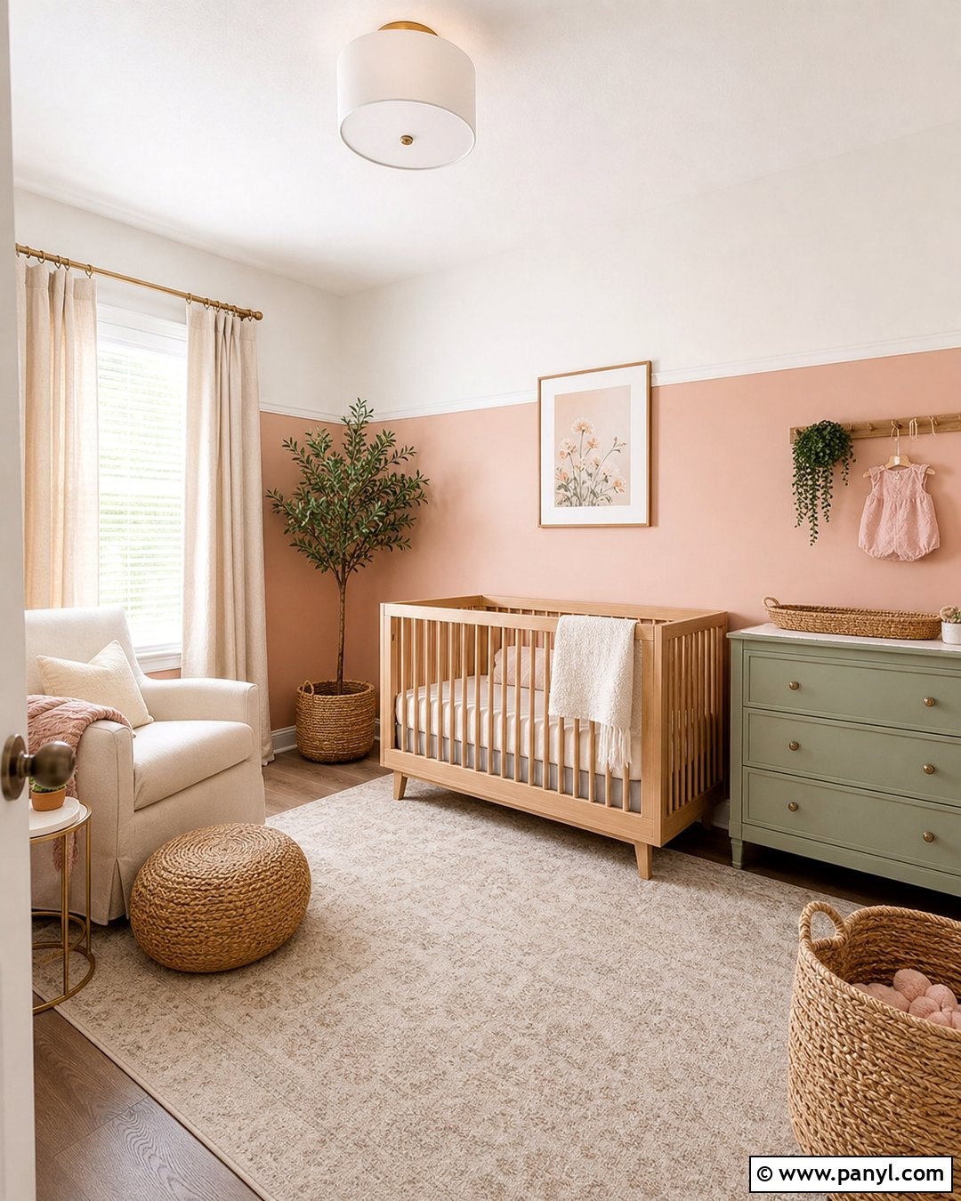 Peach Color Block Accent Wall - 25 Baby Girl Accent Wall Ideas