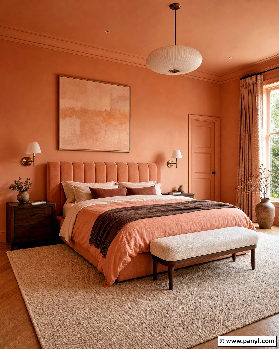 Peach Color-Drenched Bedroom - 20 peach colored rooms