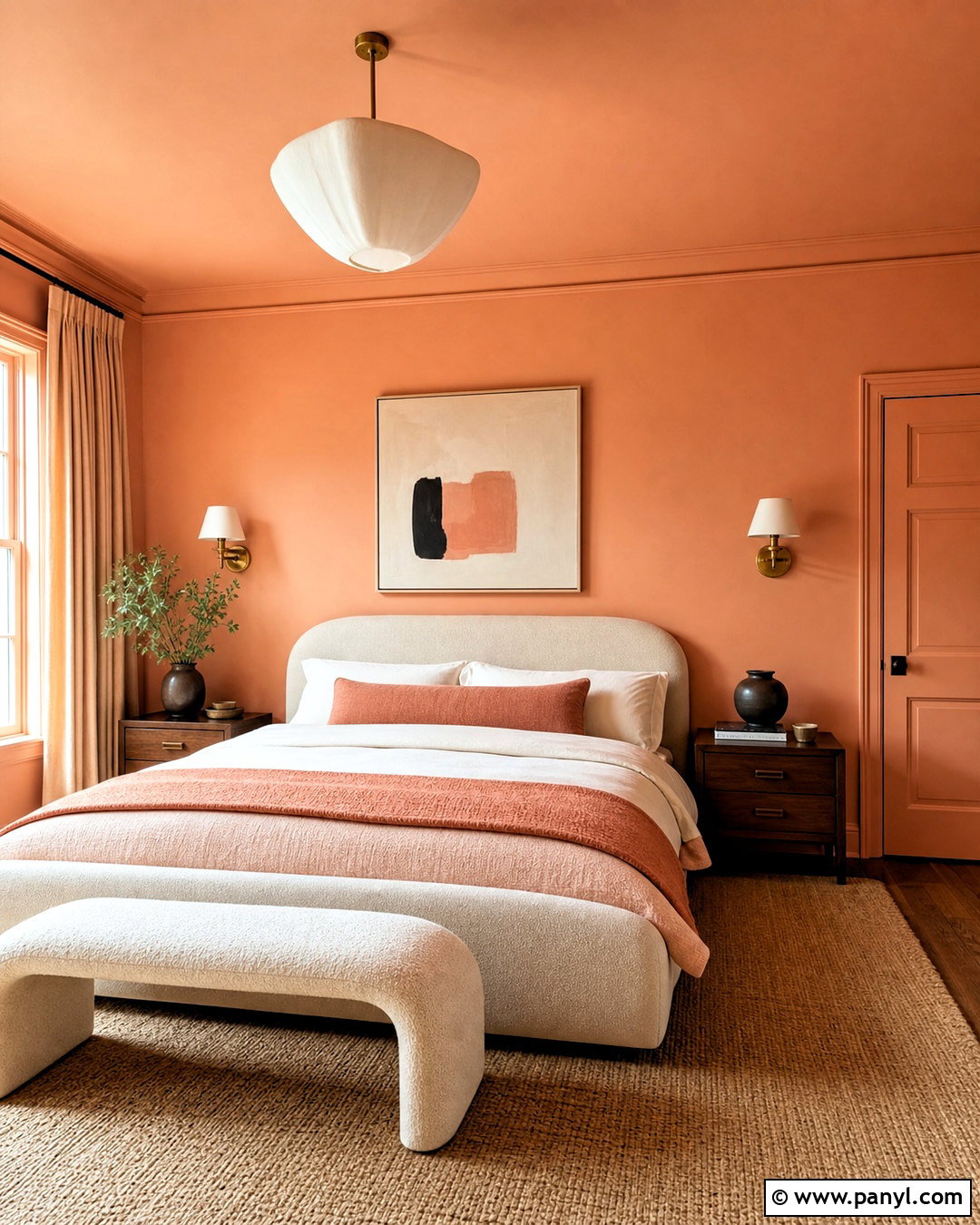 Peach Color-Drenched Bedroom - 20 peach interior design ideas