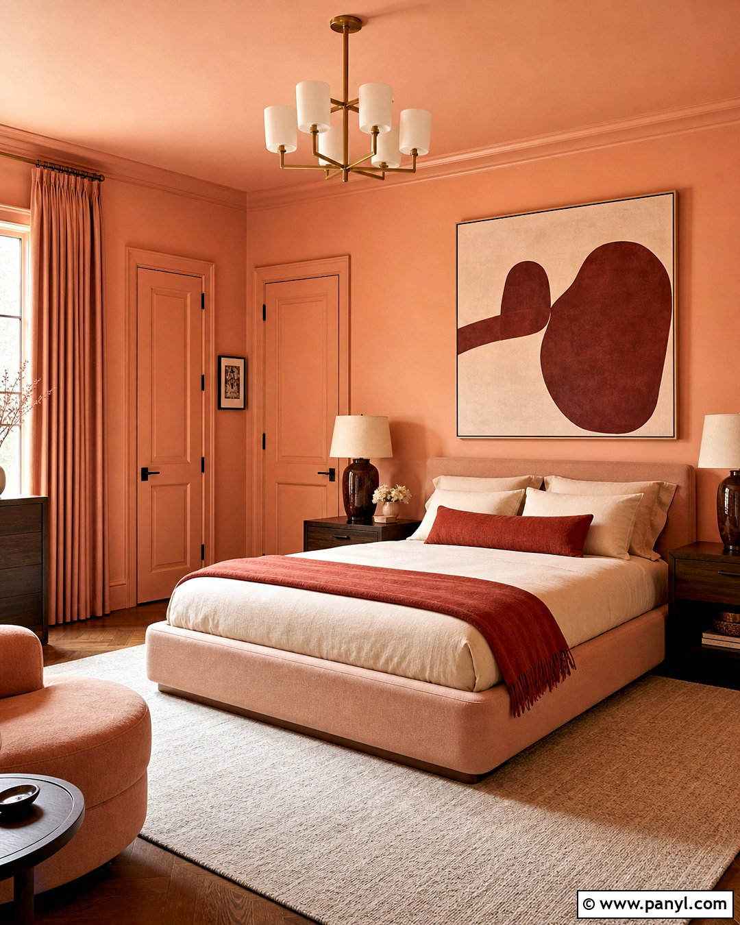 Peach Color-Drenched Bedroom - 20 peach color bedroom ideas