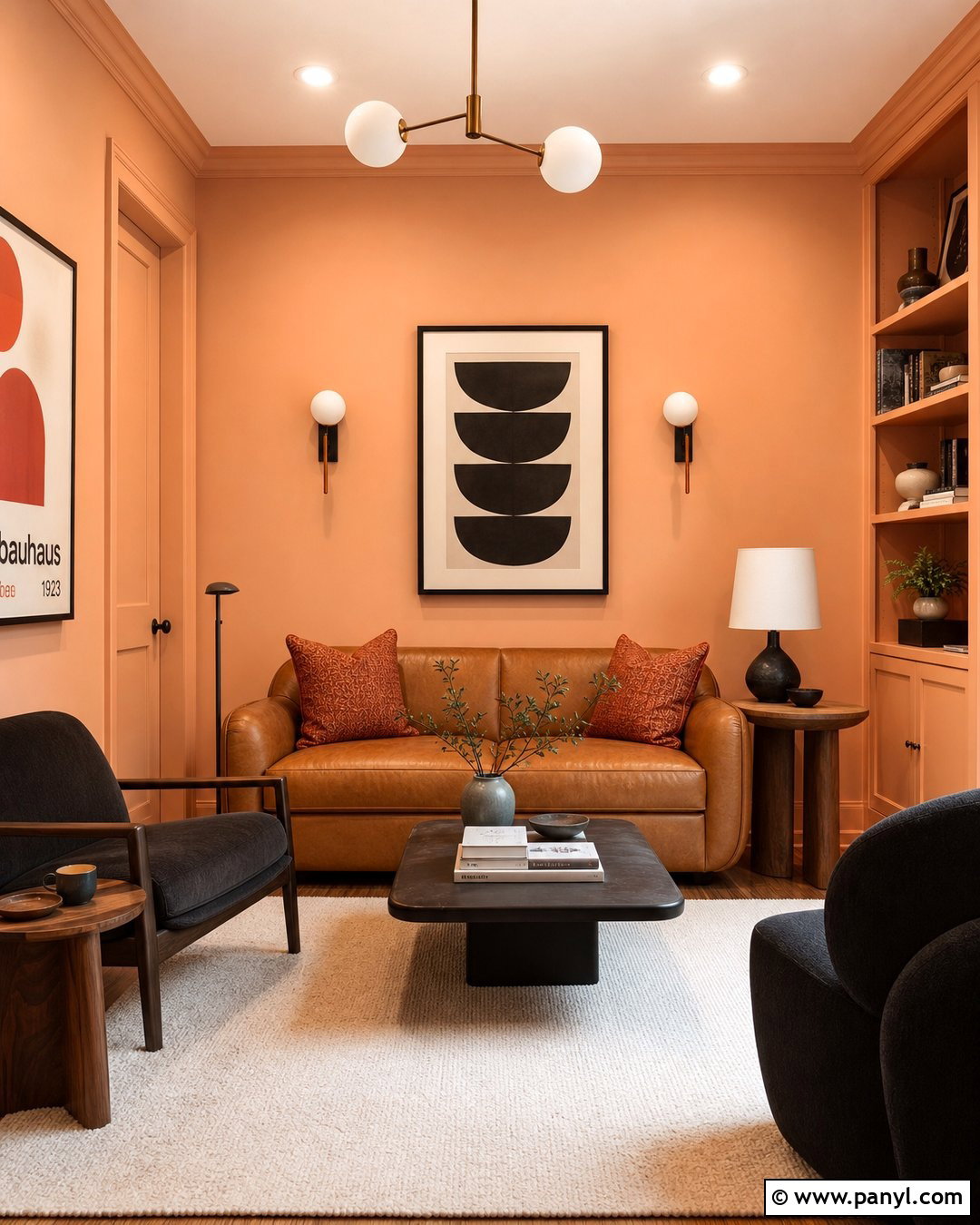 Peach Color Drenched Den Walls - 25 Peachy Wall Color Ideas