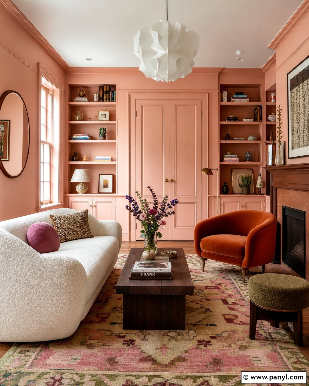 Peach Color-Drenched Sitting Room - 25 Peach Painted Walls