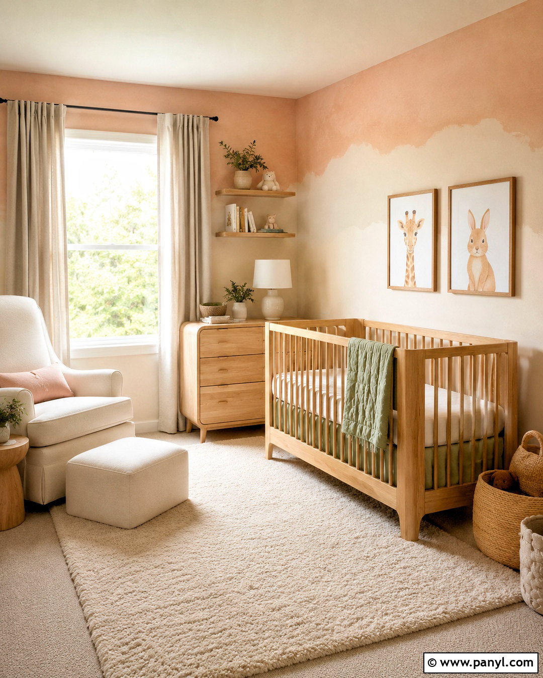 Peach Color Washed Walls In A Nursery - 20 color washing walls