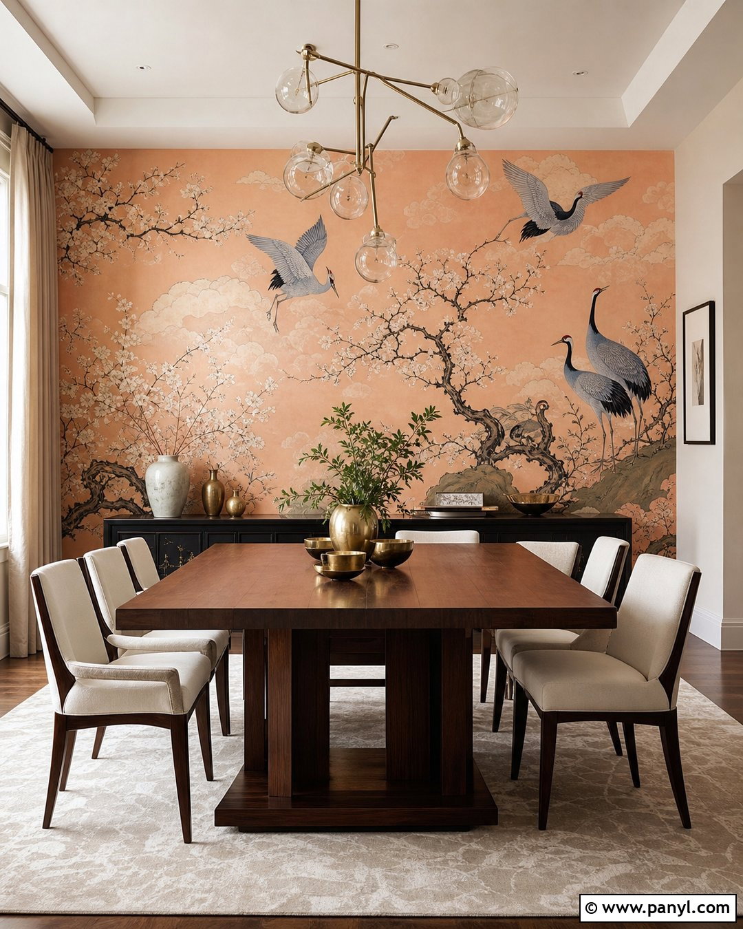 Peach Crane Wallpaper Dining Room - 35 Peach Color Wallpaper Aesthetic Ideas
