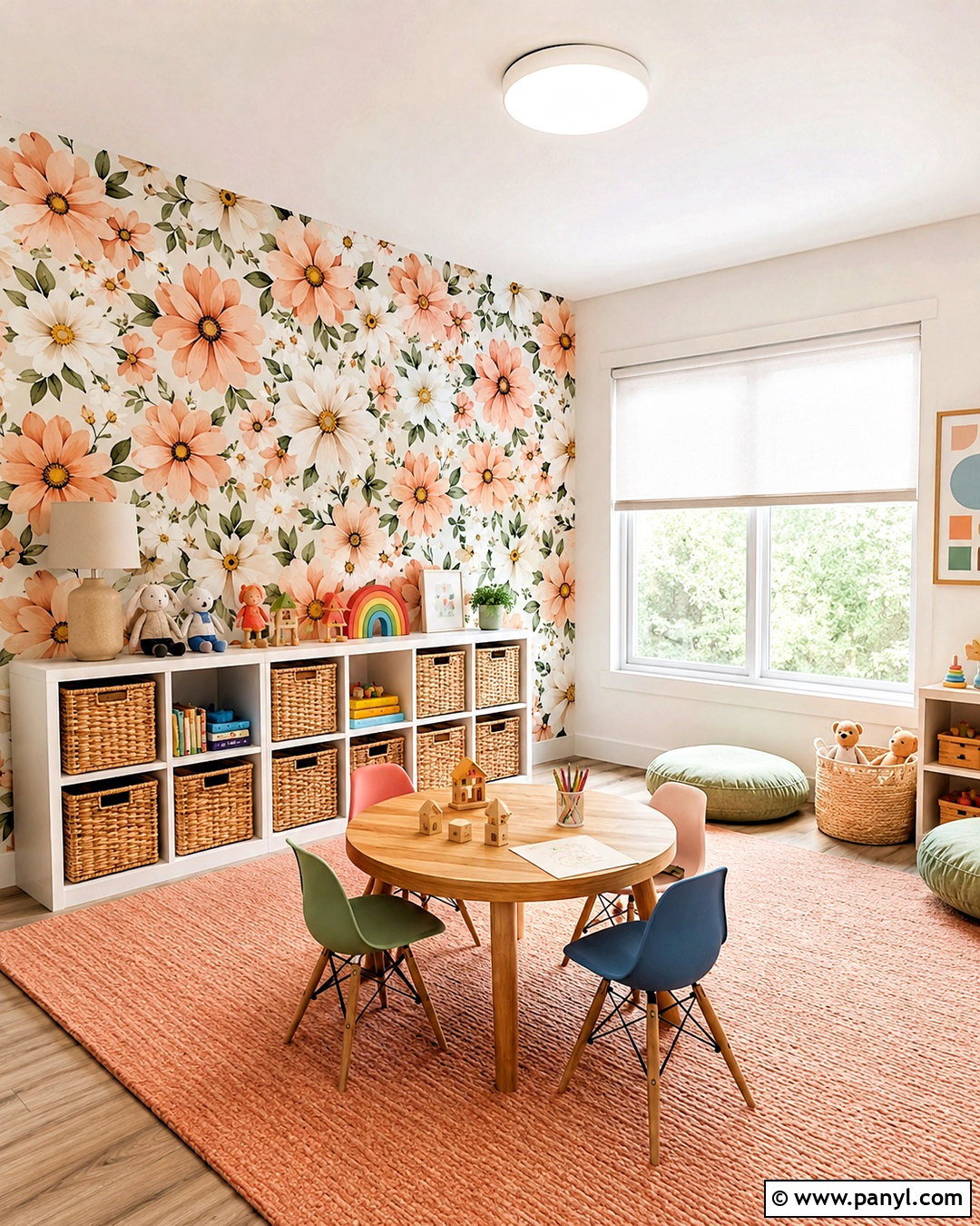 Peach Daisy Wallpaper Playroom - 20 cute peach wallpaper ideas