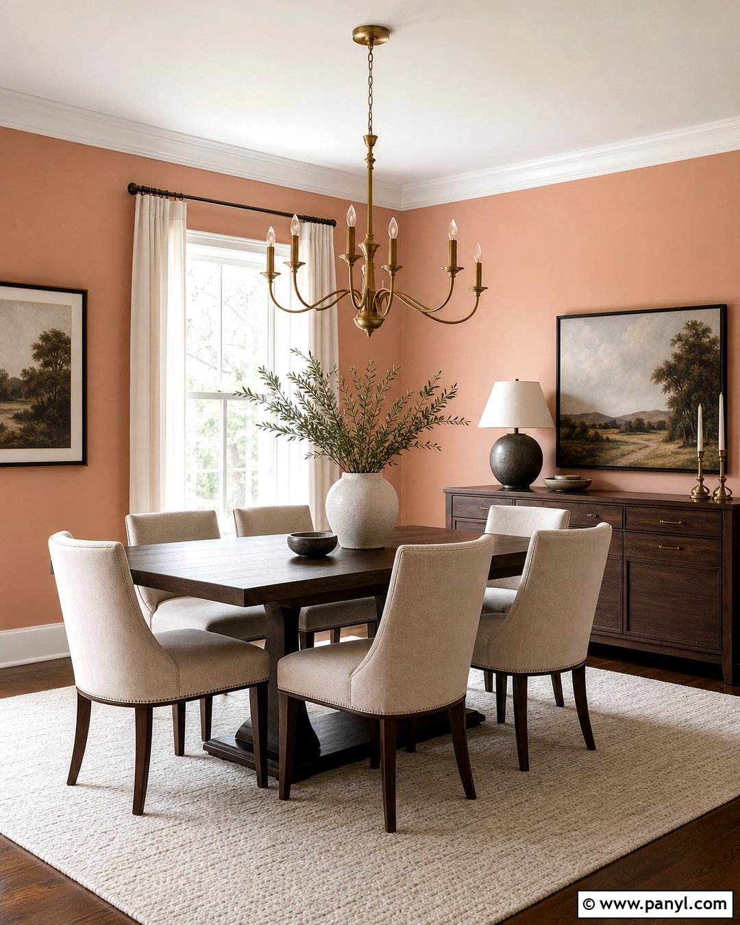 Peach Dining Room Walls With Dark Wood - 25 Peach Painted Walls