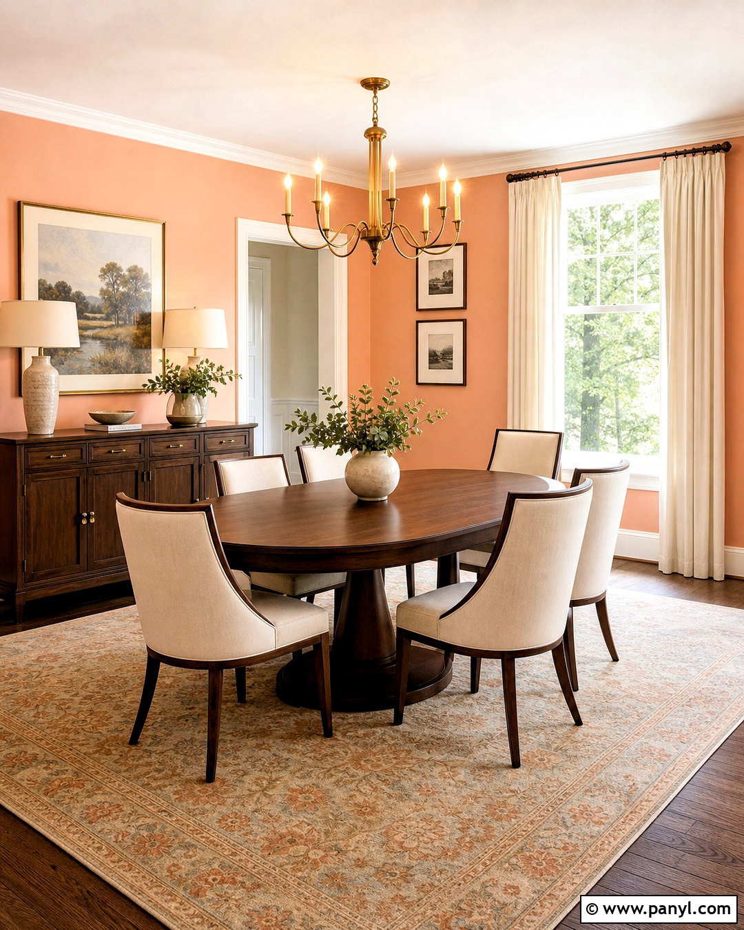 Peach Dining Room With Walnut Furniture - 20 peach interior design ideas