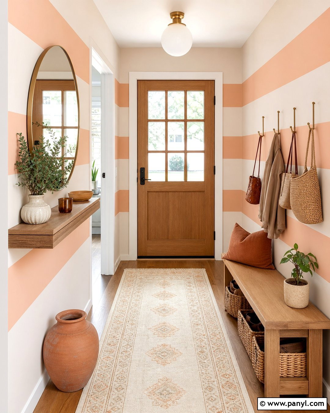 Peach Entryway Wall Stripes - 30 Horizontal Stripes On Wall Ideas