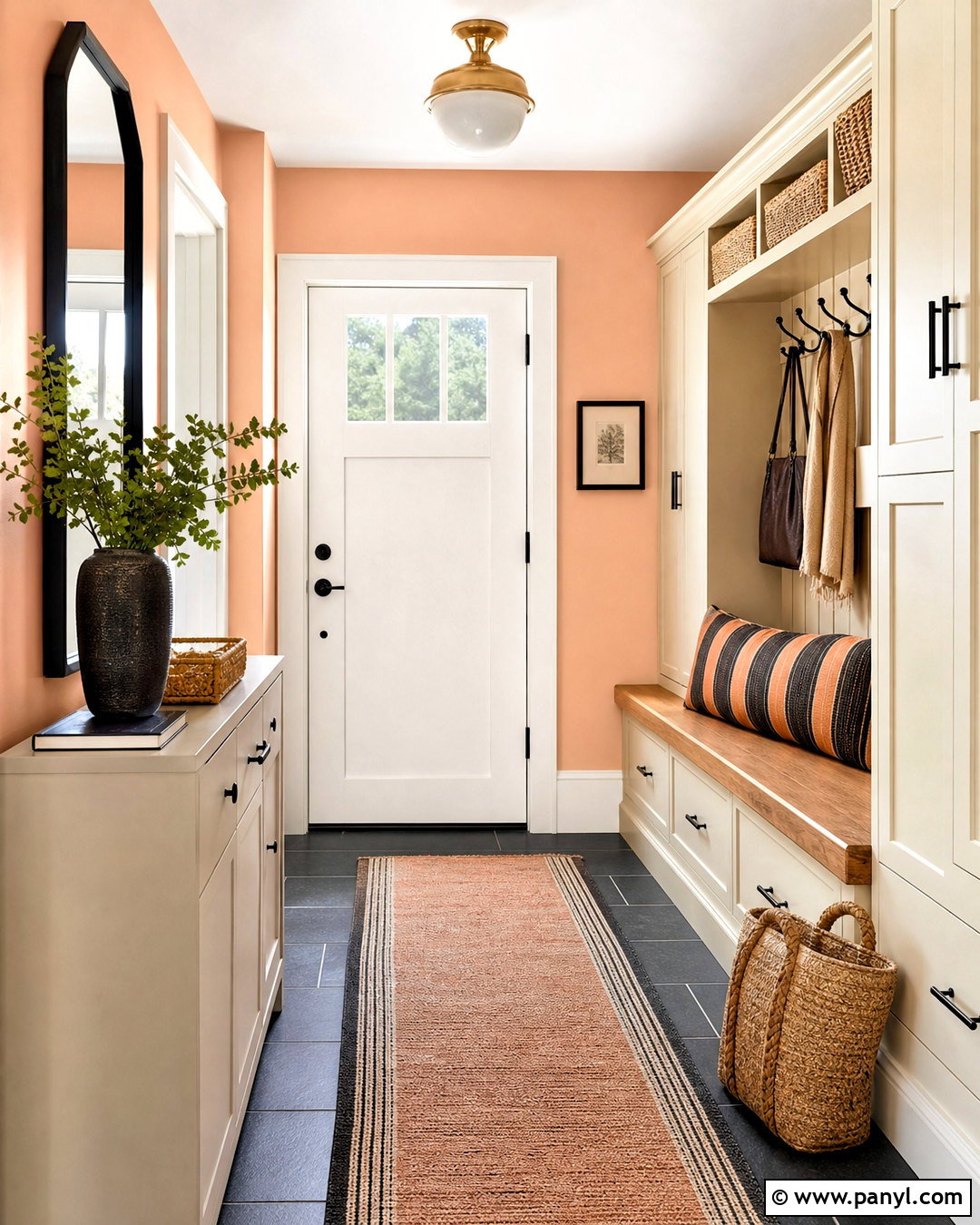 Peach Entryway With Built-In Storage - 20 peach room ideas