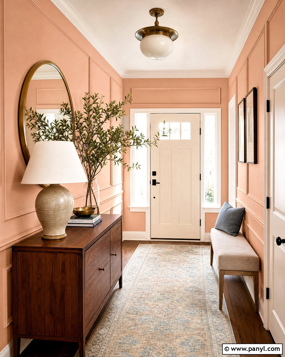 Peach Entryway With Wall Molding - 20 peach wall color ideas