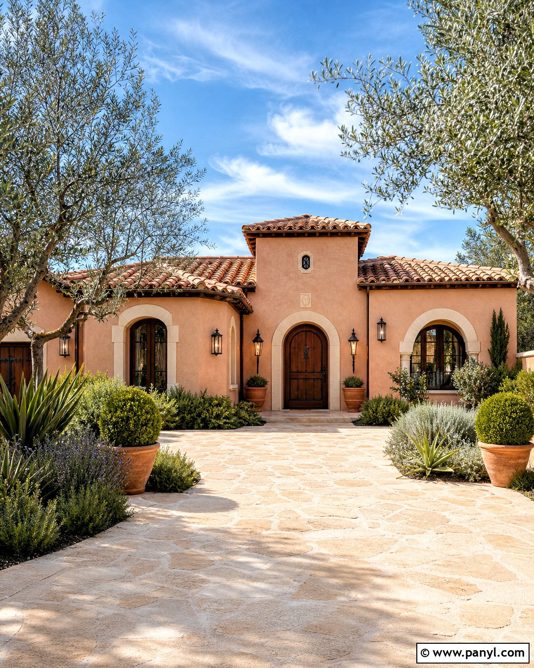Peach Exterior Walls With Clay Accents - 20 exterior wall painting ideas