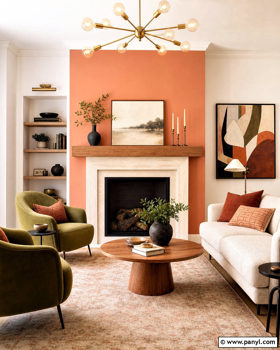 Peach Fireplace Living Room - 20 peach wall color ideas