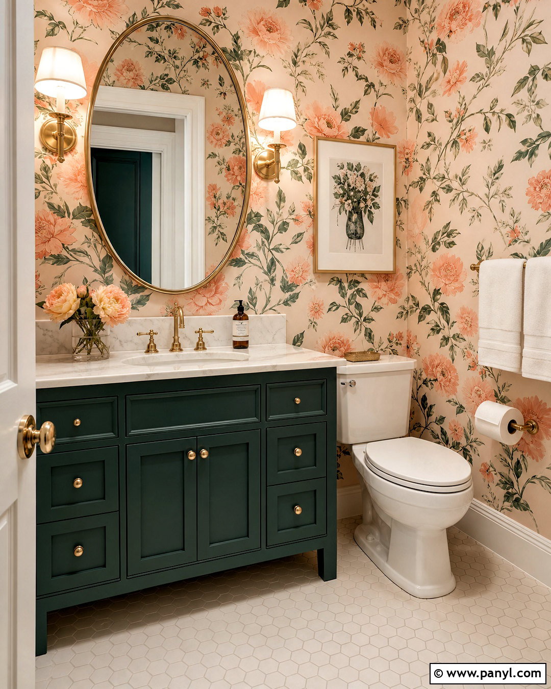 Peach Floral Wallpaper Powder Room - 20 peach room ideas