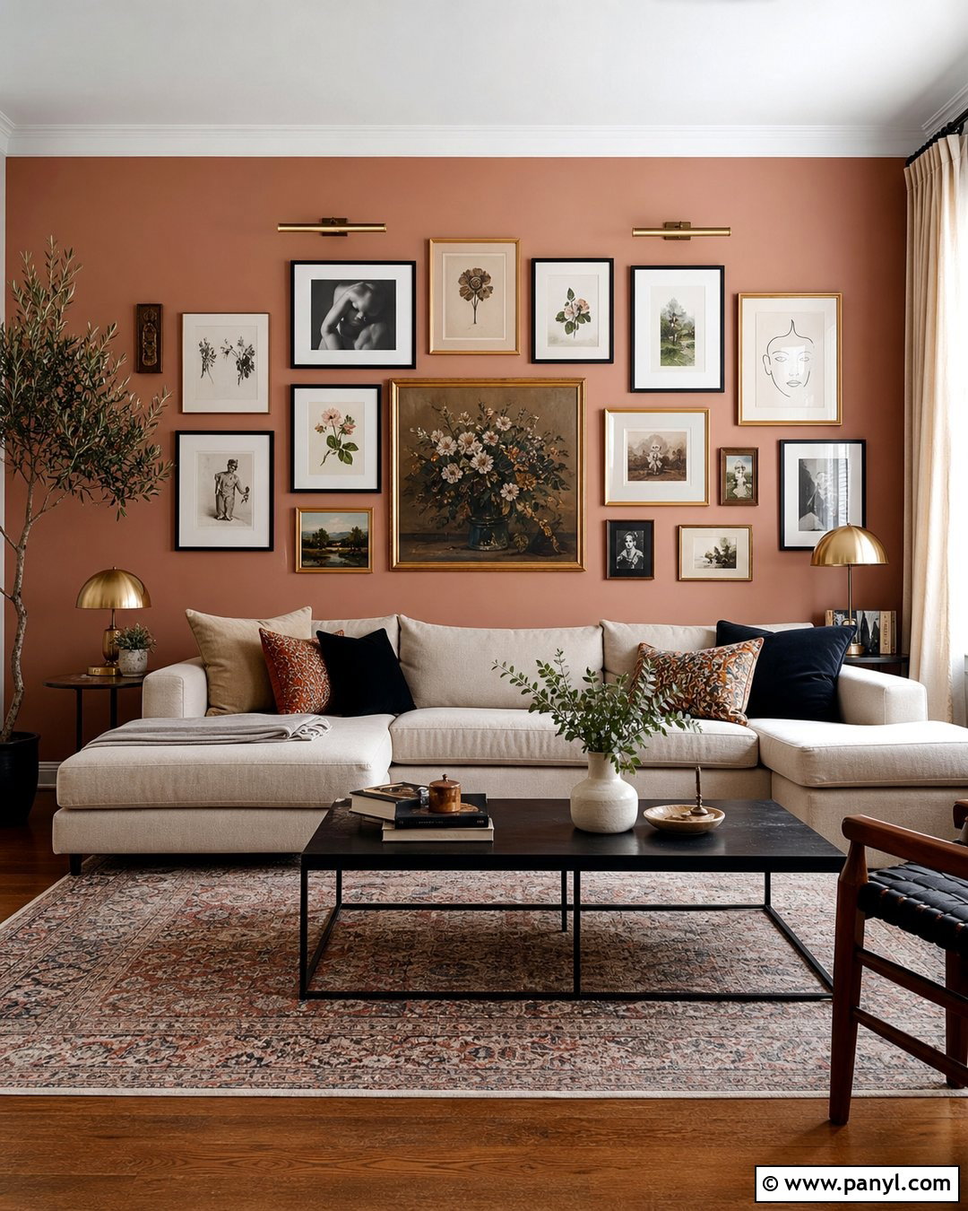 Peach Gallery Wall Living Room - 30 Peach Accent Wall Ideas