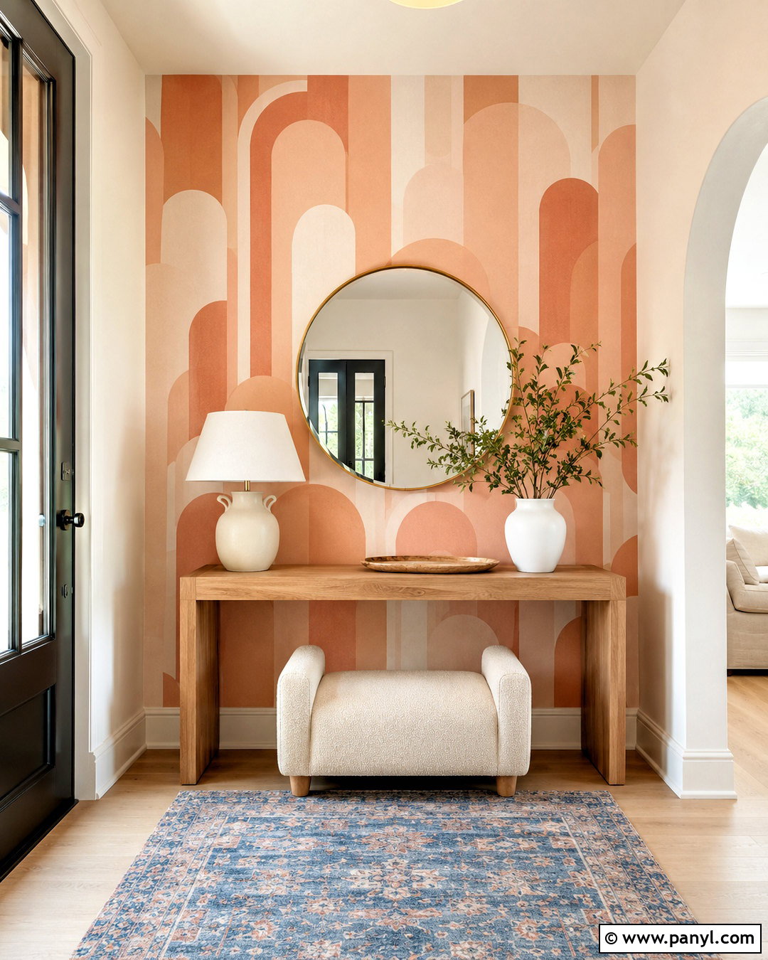 Peach Geometric Wallpaper Entryway - 20 cute peach wallpaper ideas
