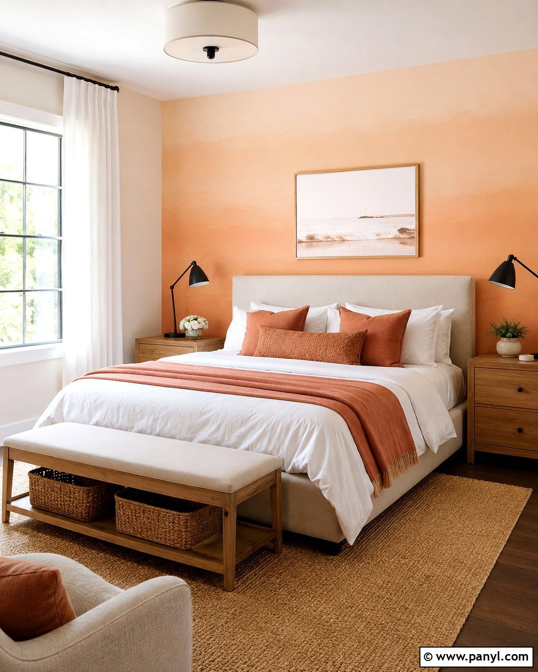 Peach Gradient Wall Guest Bedroom - 20 Color Gradient Wall Ideas