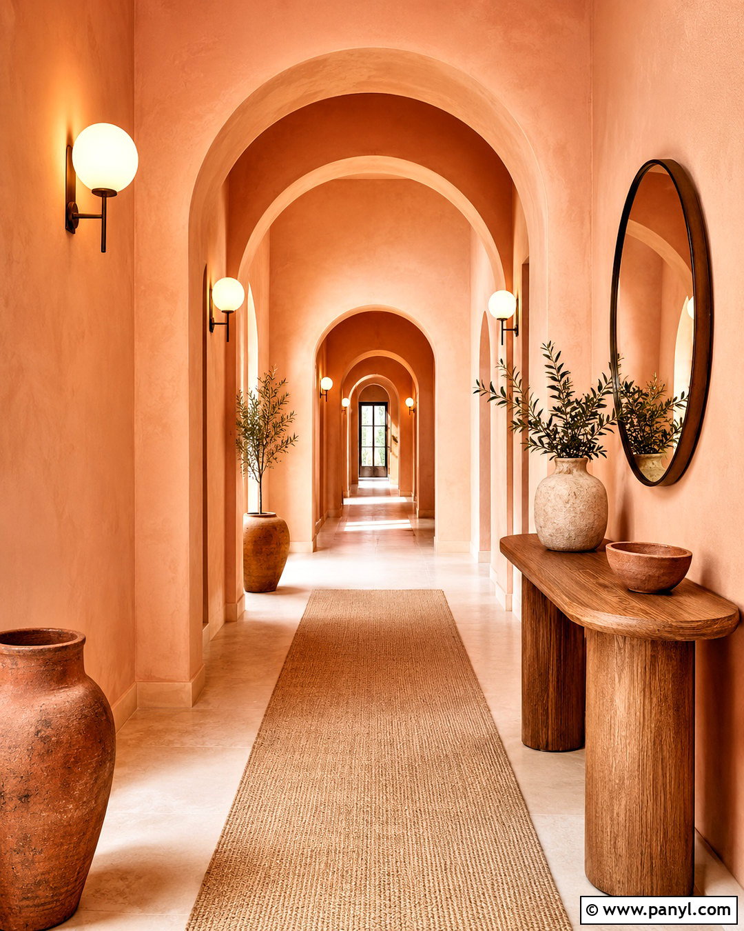 Peach Hallway With Arched Doorways - 20 peach hallway ideas