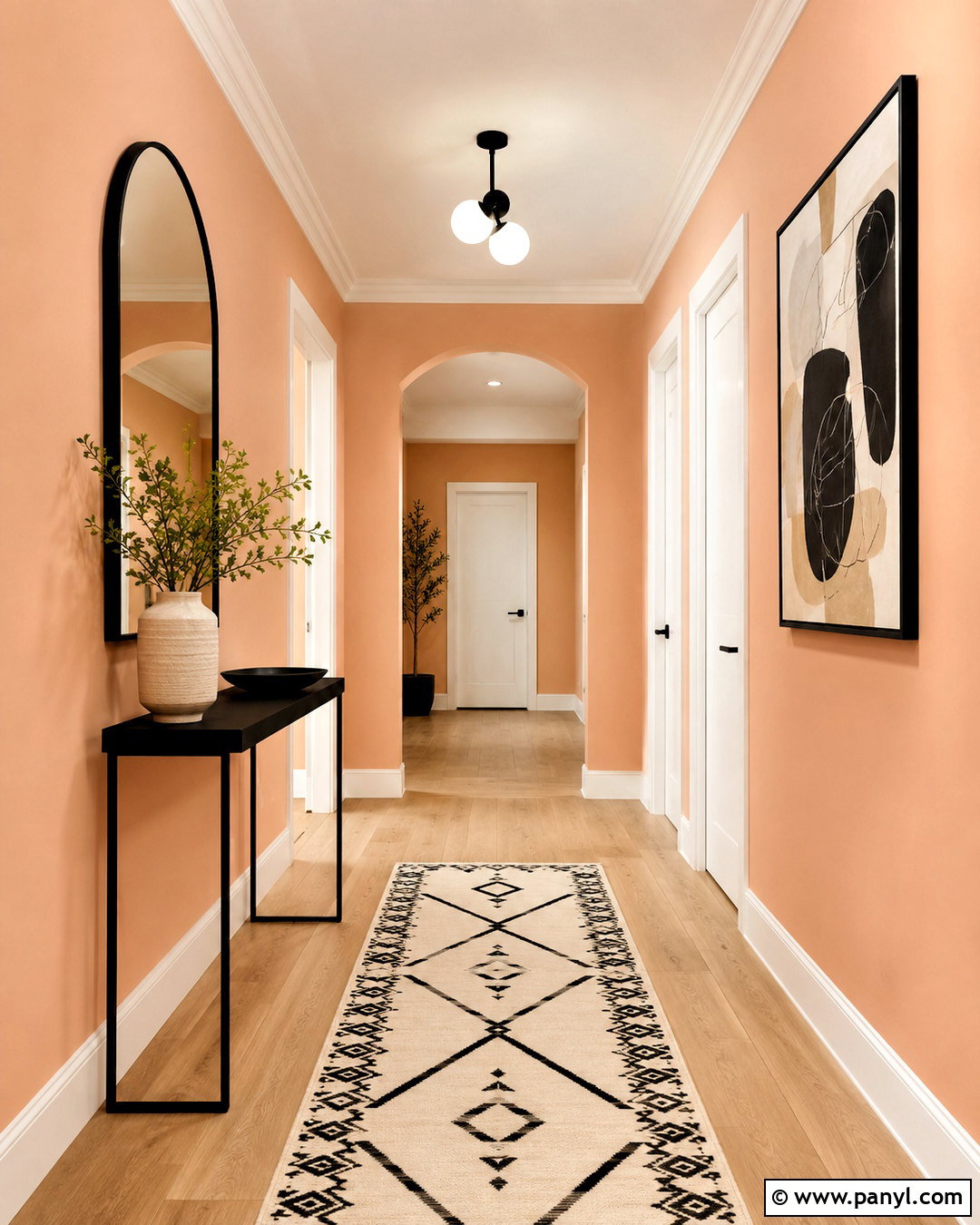 Peach Hallway With Black Accents - 20 peach hallway ideas