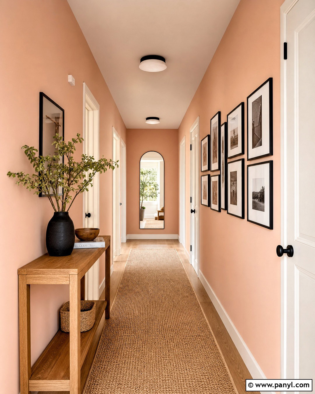 Peach Hallway With Gallery Wall - 20 peach wall color ideas