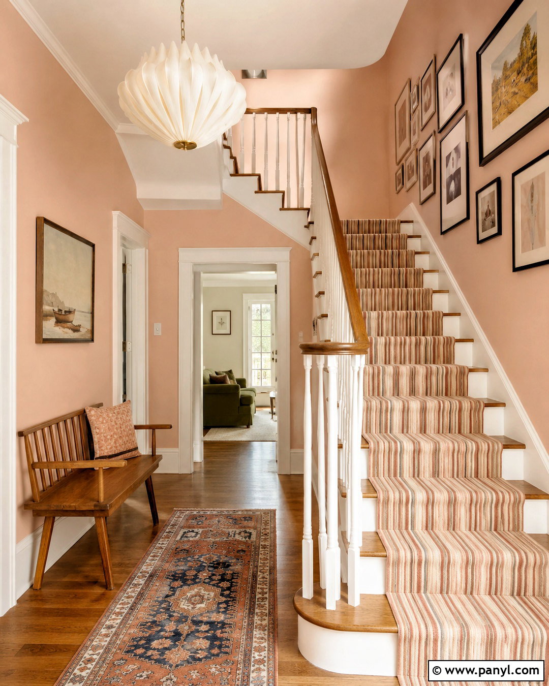 Peach Hallway With Staircase - 20 peach hallway ideas