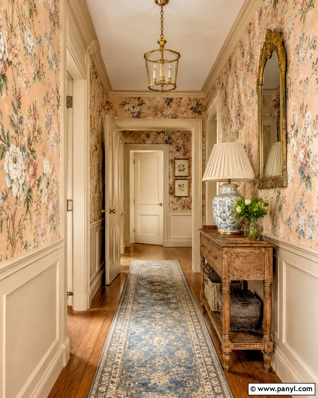Peach Hallway With Wallpaper - 20 peach hallway ideas