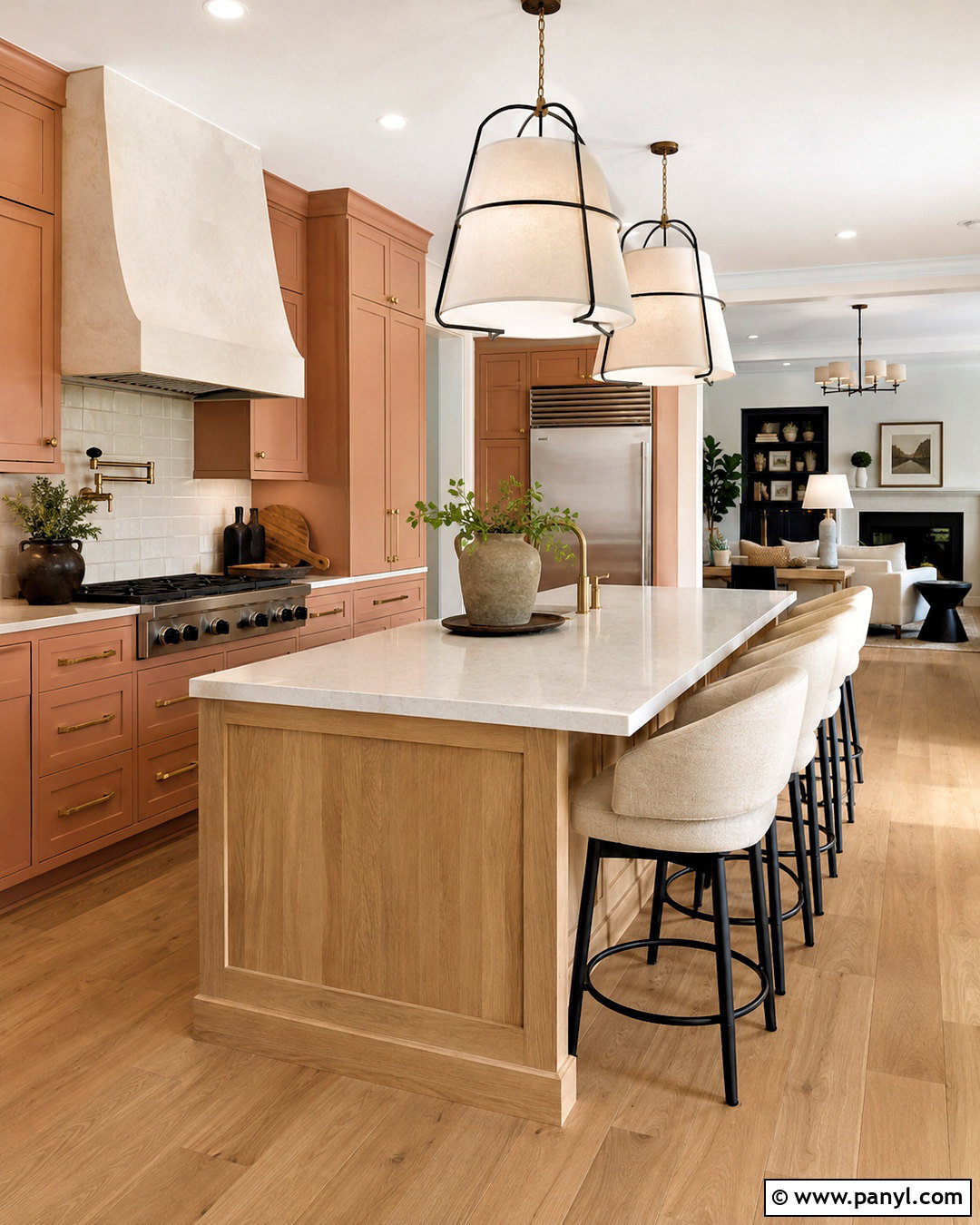 Peach Kitchen Cabinets With A Wood Island - 20 peach kitchen cabinets