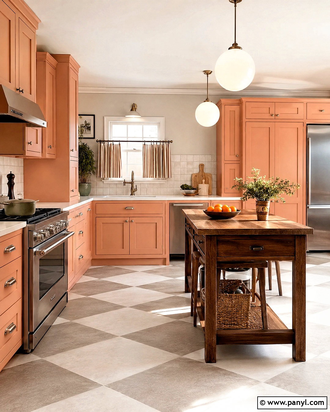 Peach Kitchen Cabinets With Checkerboard Flooring - 20 peach kitchen cabinets