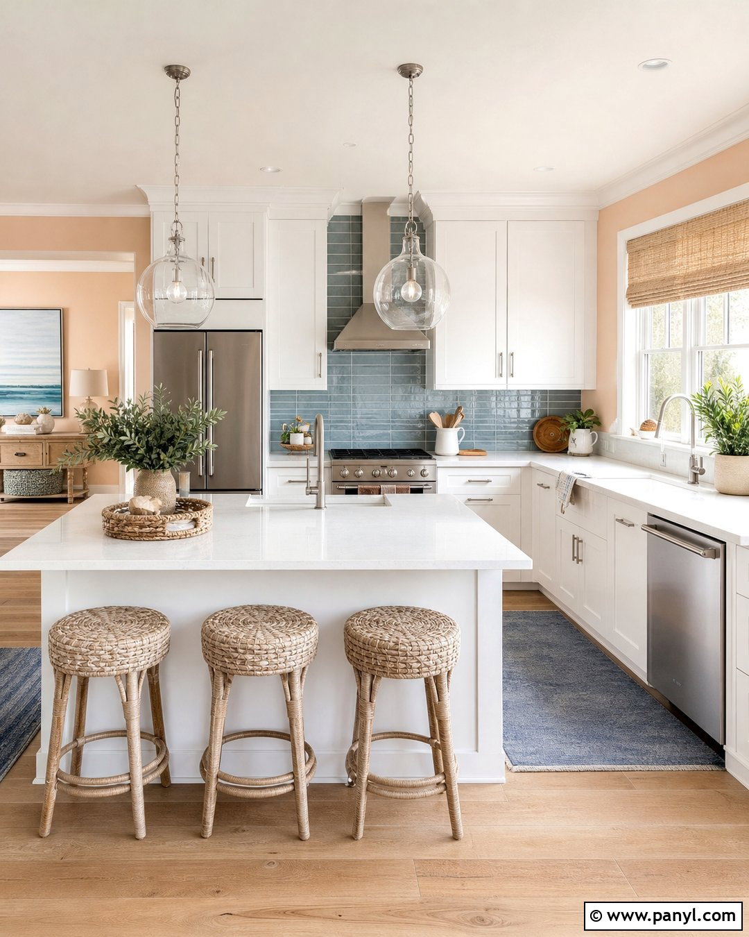 Peach Kitchen Walls In A Coastal Kitchen - 35 peach kitchen walls