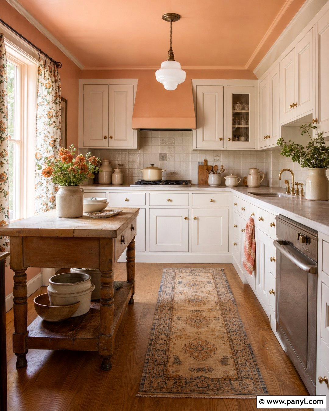 Peach Kitchen Walls In A Cottage Kitchen - 35 peach kitchen walls