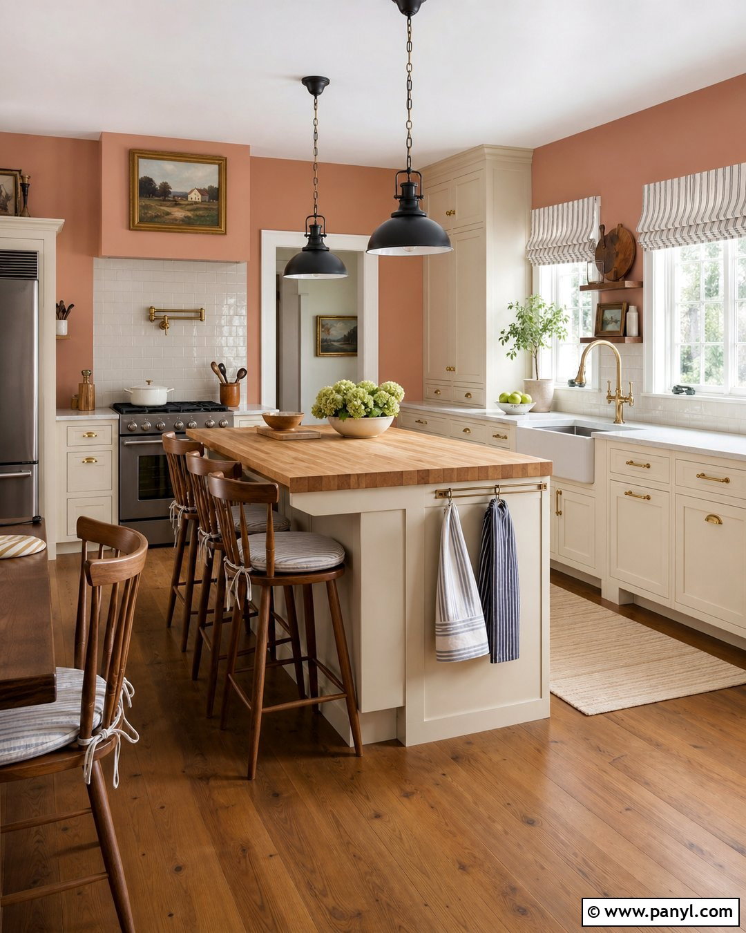 Peach Kitchen Walls In A Farmhouse Kitchen - 35 peach kitchen walls