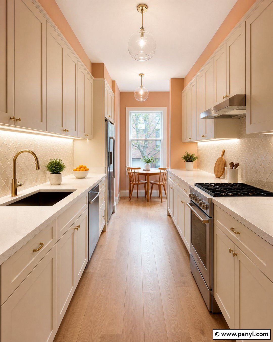 Peach Kitchen Walls In A Galley Kitchen - 35 peach kitchen walls