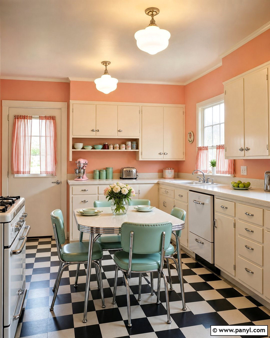 Peach Kitchen Walls In A Vintage Kitchen - 35 peach kitchen walls