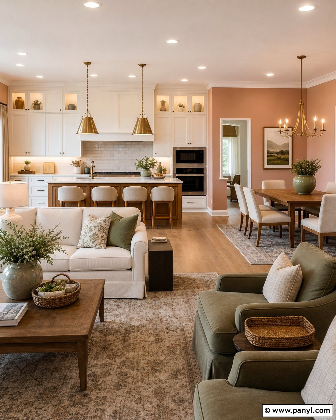 Peach Kitchen Walls In An Open Plan Kitchen - 35 peach kitchen walls