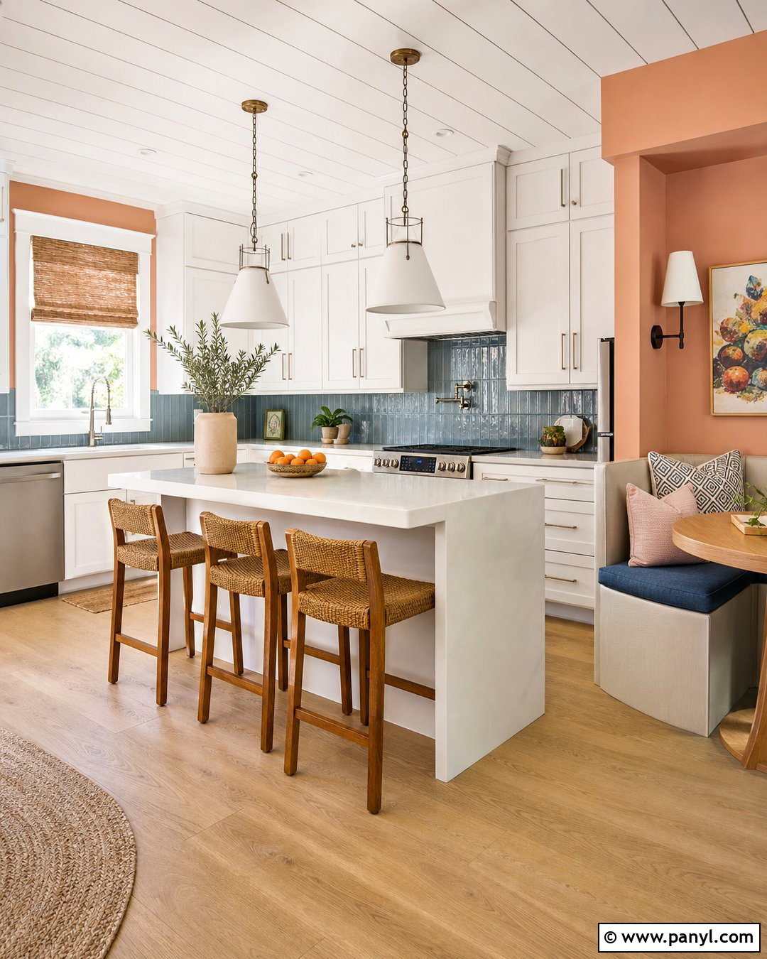 Peach Kitchen Walls With Blue Backsplash - 35 peach kitchen walls