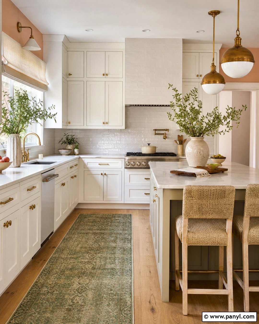 Peach Kitchen Walls With Brass Hardware - 35 peach kitchen walls