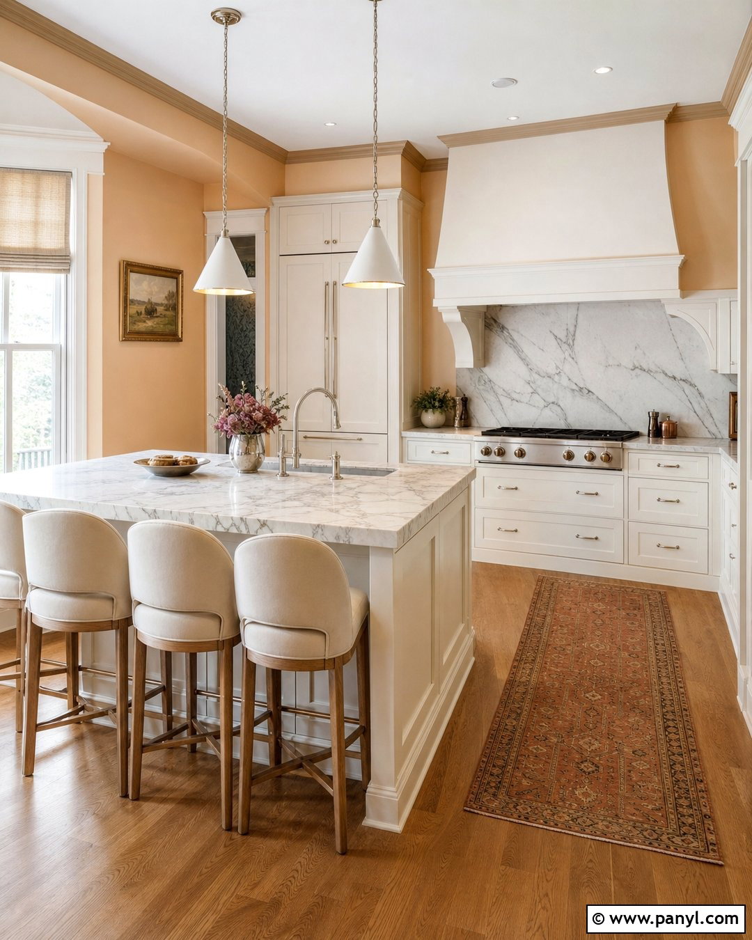 Peach Kitchen Walls With Marble Counters - 35 peach kitchen walls