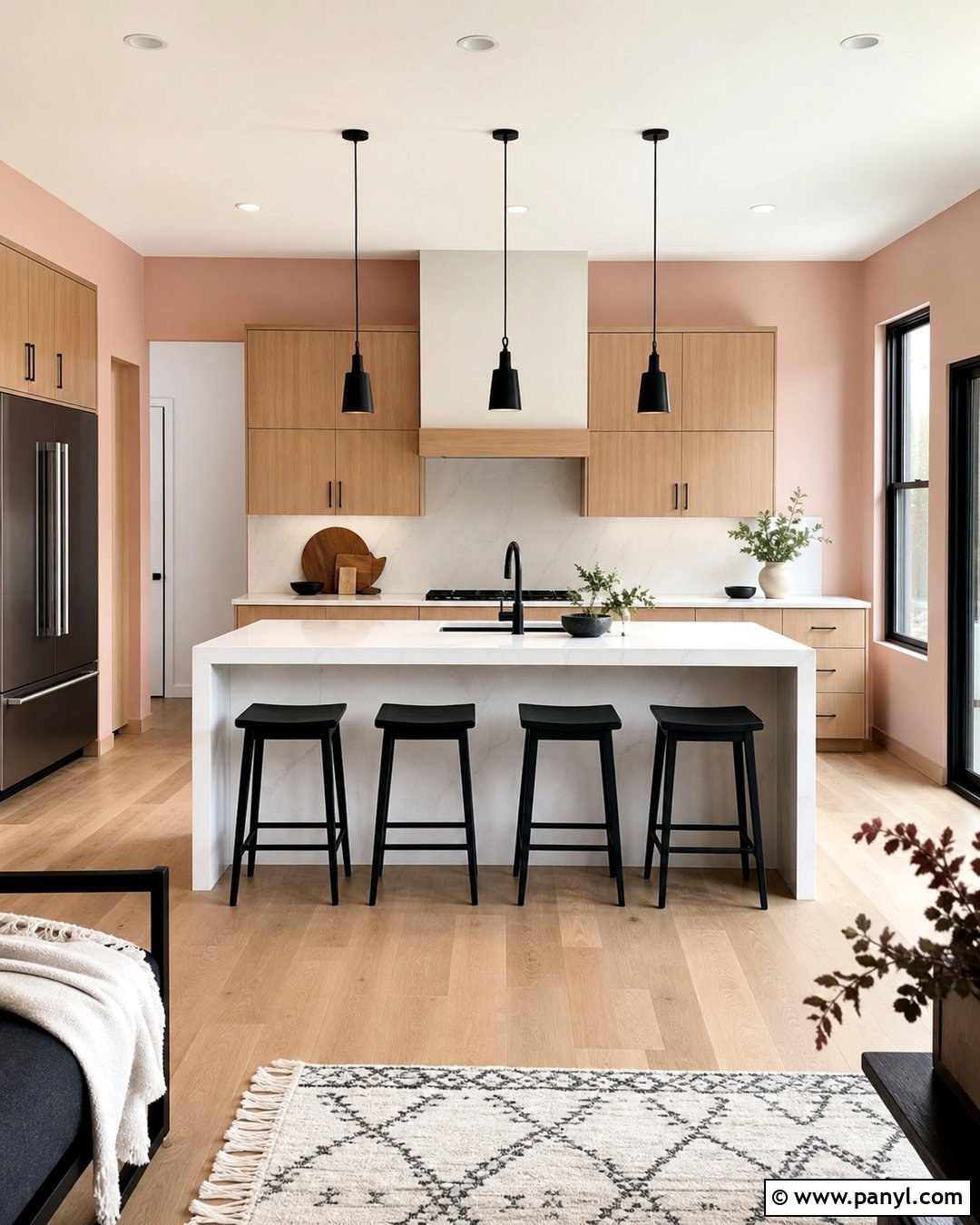 Peach Kitchen Walls With Matte Black Accents - 35 peach kitchen walls